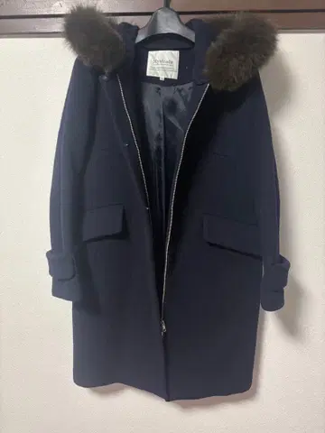 새상품급 Mystrada 롱 코트 퍼 포함 울 92% 마이 스트라다