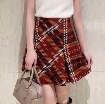 snidel 로빙 체크 미니 스커트 레드 0