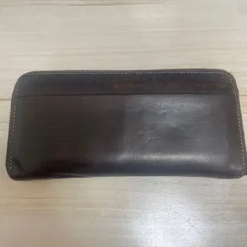 GANZO 다크 브라운 가죽 장지갑 지퍼 포함