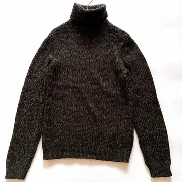이탈리아제 크루치아니 터틀넥 니트 울 로우 게이지 브라운