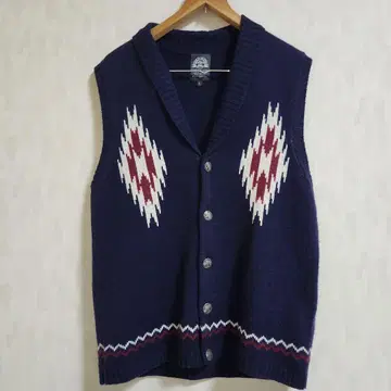 Power to the people 네이비 지오메트릭 베스트 옷깃 있음