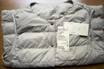 무인양품 M 라이트 베이지 노카라 다운 베스트 이너 베스트 새상품