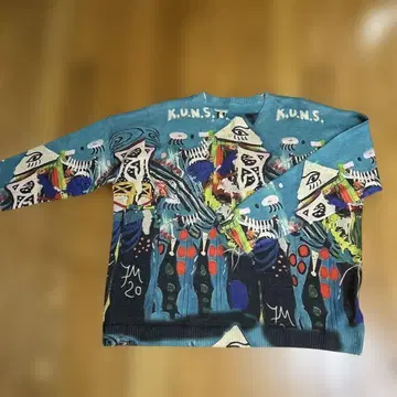 아트 프린트 니트 스웨터