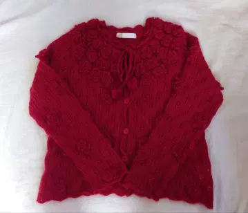 핑크하우스 모헤어 가디건 장미 빨간색