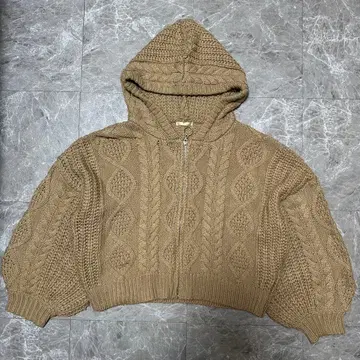 FUN 후드 부착 케이블 짜임 니트 a15