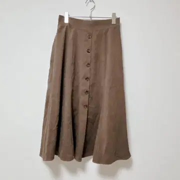 나우나우 [L] 플레어 스커트/버튼 미디 기장 허리밴딩 성숙/러블리