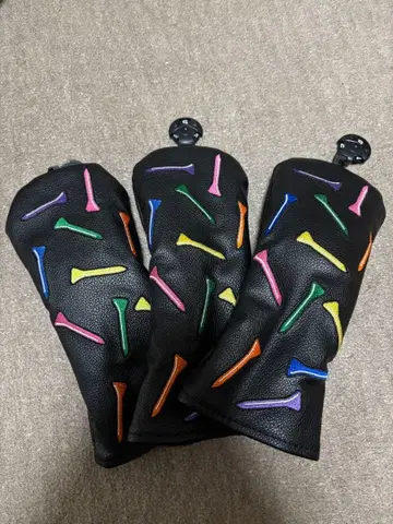 컬러풀 티 자수 헤드커버 3개 세트