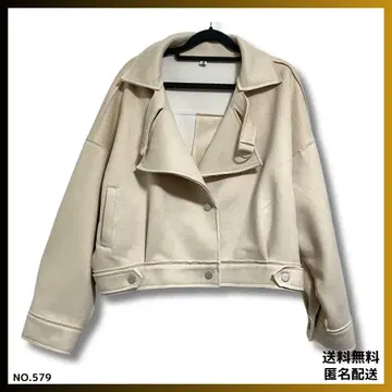 [ 새상품급 ] 자켓 블루종 라이더 베이지 숏 기장 벨로아 여성용