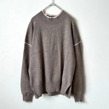 글로벌 워크 돌먼 니트 스웨터 레이온 혼방 브라운 L 상의 긴팔