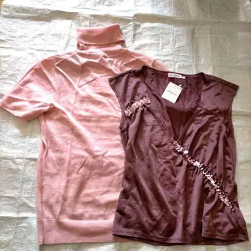 UNIQLO 핑크 터틀넥 반팔