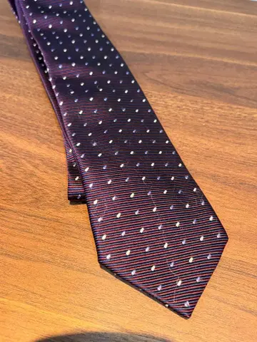 SHIPS, 도트 패턴 실크 넥타이, 퍼플, 새상품급