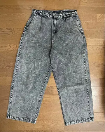 그레이 데미지 가공 와이드 팬츠 남성용 L 새상품급