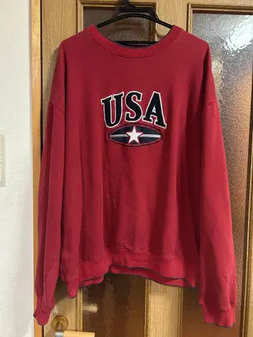 C&B 스포트 USA 로고 레드 맨투맨 XL