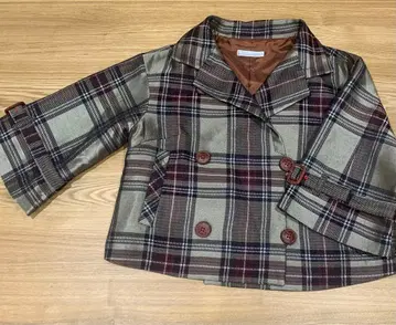 [ 새상품 ] 빅 체크 7부 기장 숏 기장 코트 L