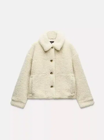 ZARA 보아 자켓 아이보리 XS