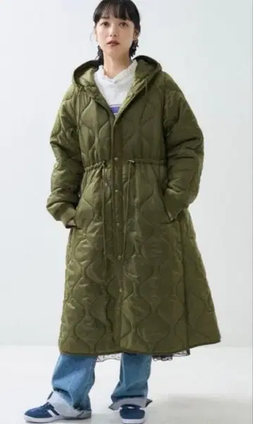프릭스스토어 퀼팅 코트 퀼트 라이너 후드 롱 코트