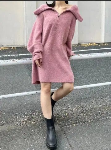 snidel 오프숄더 스키퍼 미니 니트 원피스