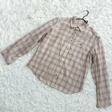 체크 셔츠 카라 부착 가슴 부분 와니 자수 면 100% 캐주얼 체크 무늬