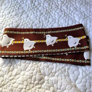 마메치요 모던 오리지널 브라운 하운드투스 체크 패턴 하프 오비