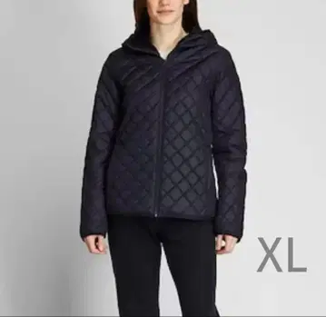 [ 미사용 ] 유니클로 퀼팅 보아 후드티 네이비 XL