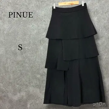 [ 새상품 ] 피누에 [ S ] 니트 캉캉 스커트 슬릿 블랙 모드 스타일