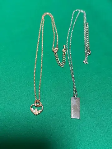 하트형과 직사각형 펜던트 목걸이 세트 (디즈니 액세서리)