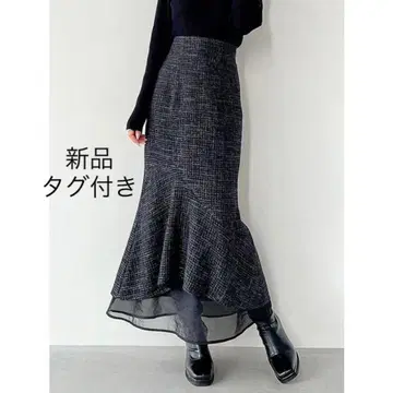 새상품 리젝시 시어 도킹 트위드 스커트 라메 머메이드 롱