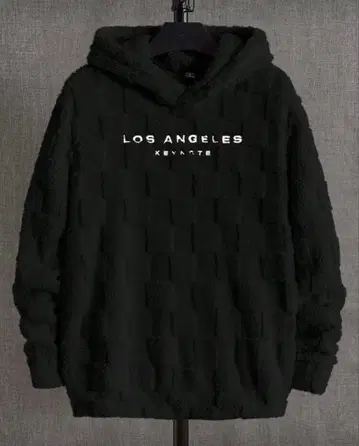 미사용 새상품 부드러운 소재의 후드티 블랙 Losangeles 로고 자수