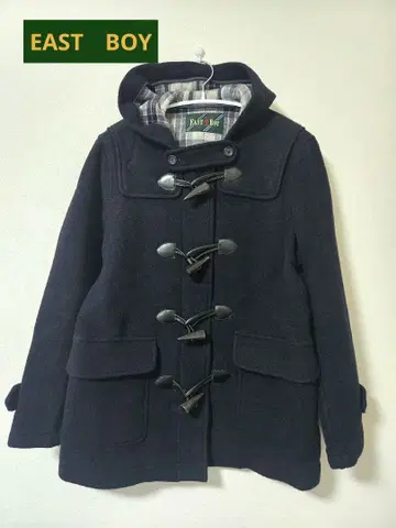 이스트 보이 더플 코트 네이비 울 혼방 후드 부착 더플 코트