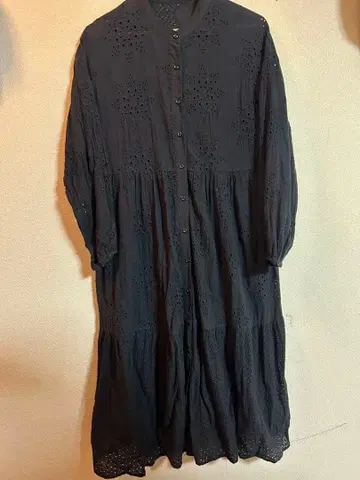 자수 레이스 티어드 롱 원피스