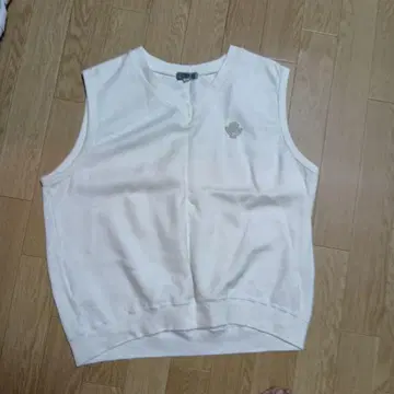 맘스 배구 베스트 Criyeel 화이트 V넥 니트 베스트 3L