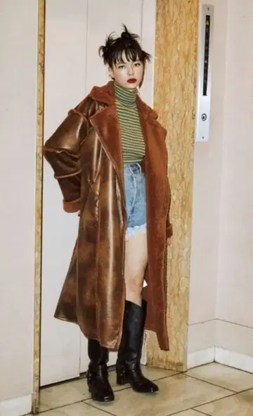 jouetie 롱 코트 브라운