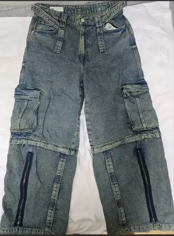ZARA 데님 블루 카고 팬츠 USA 32 완판템