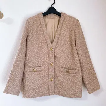 새상품급 야마다야 vin 프린지 샤기 트위드 자켓 베이지 9호