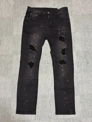 블랙 데미지 데님 팬츠 M
