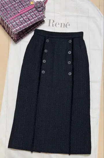 르네 2023 트위드 타이트 스커트