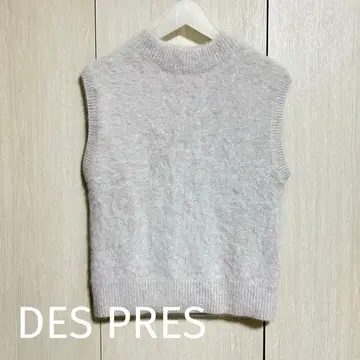 DES PRES 데 폭스 캐시미어 크루넥 베스트 라이트 그레이
