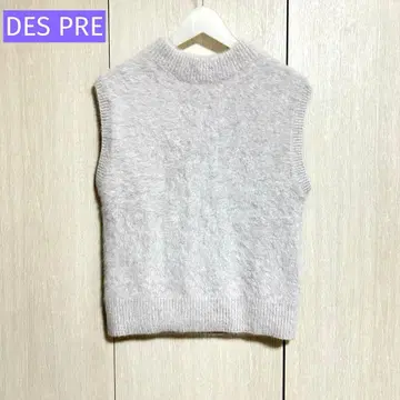 DES PRES 데 폭스 캐시미어 크루넥 베스트 라이트 그레이