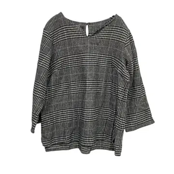 라트리에 라피네 일본제 글렌체크 7부 소매 풀오버 그레이 계열 ( L )