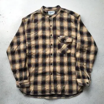 Lee 헤비 플란넬 셔츠 옴브레 체크 밴드 카라 워크 셔츠