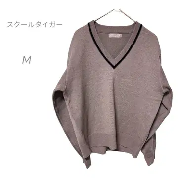SCHOOL TIGER 그레이 V넥 스웨터 M 학교 학생