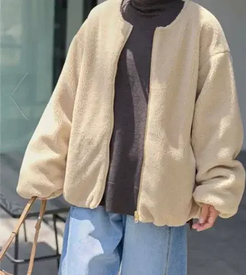 베이지 보아 플리스 자켓