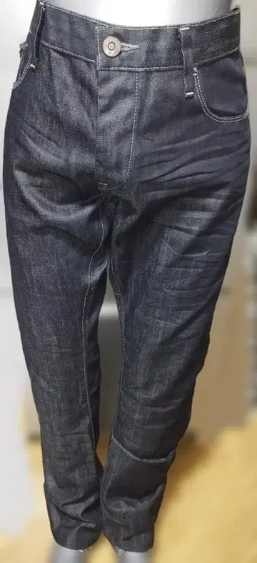 다크 데님 지퍼 포켓 부착 팬츠