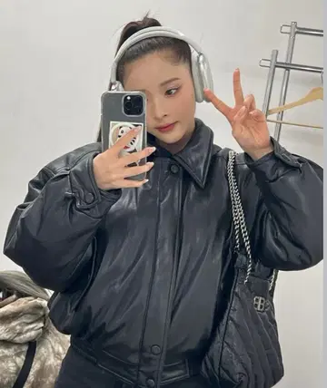 Lady Volume 가죽 패딩 자켓