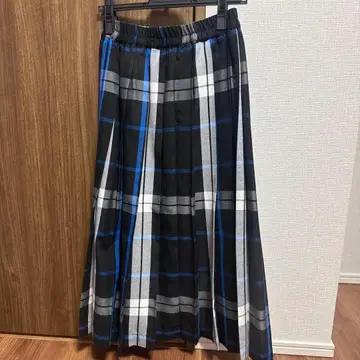 써니 라벨 체크 플리츠 이지 스커트