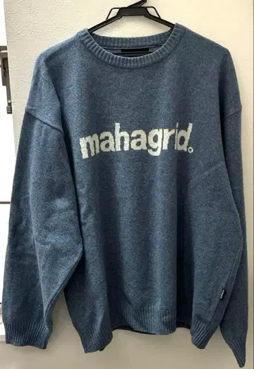 가격 인하! mahagrid 로고 니트 스웨터 블루 L