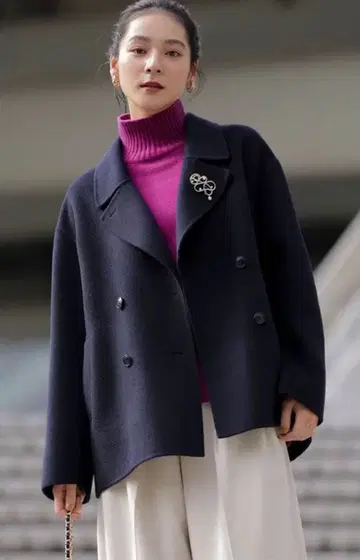 [최종 가격 인하 완료] 쿠미쿄쿠 더블 브레스트 리버 코트