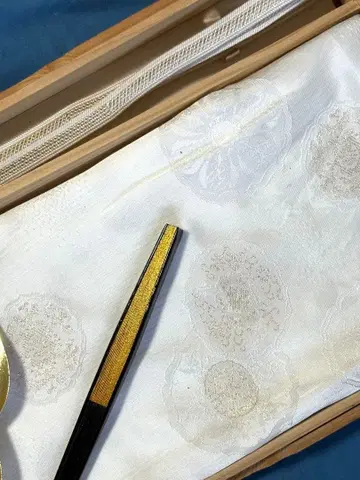 전통 예복 기모노용 허리띠 오비 장식 천 금은 부채 세트 새상품