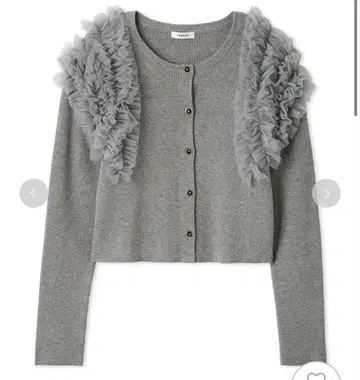 FRAY ID 숄더 튤 프릴 니트 가디건