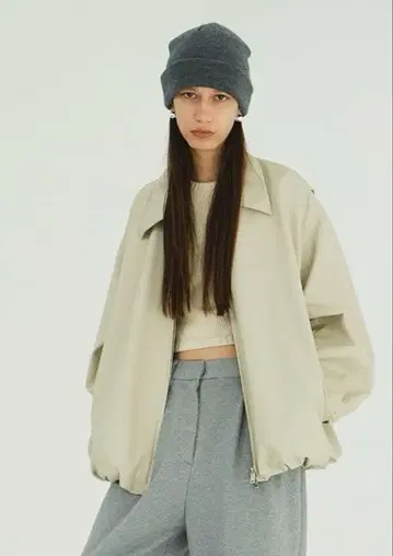 택 포함 새상품 CLANE 인조 가죽 블루종 01